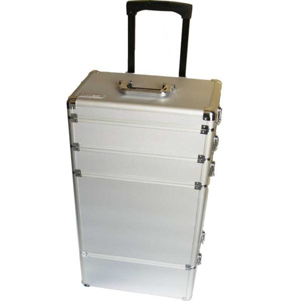 Kufer fryzjerski modułowy, aluminiowy, na kółkach