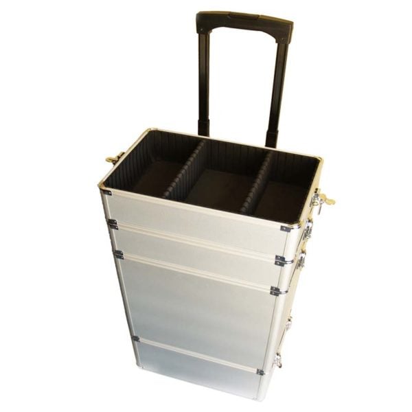 Kufer fryzjerski modułowy, aluminiowy, na kółkach