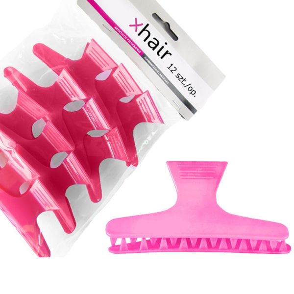Klamry plastikowe duże różowe 12szt./op.